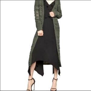 BCBG MAXAZRIA long sleeve crochet duster cardigan